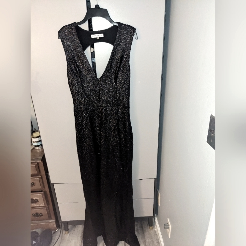 Dress the Population Karina Sequin Sleeveless Long Mermaid Dress (Black/ XL)